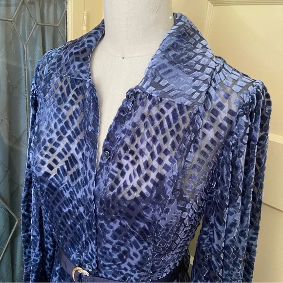 💔SOLD $890 Ulla Johnson Thalia Blue Velvet Shirt Dress Size 2 NWT - Picture 11 of 16